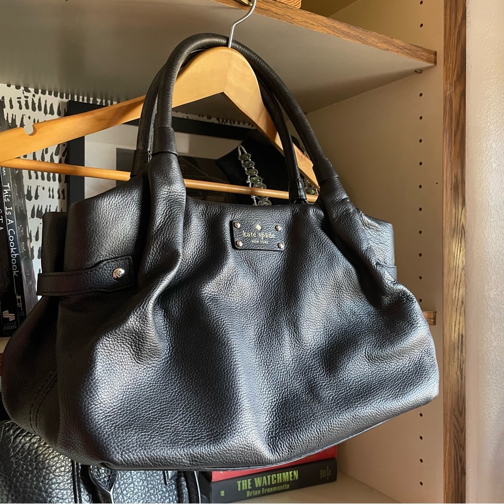 Kate Spade NY Stevie Berkshire Road Black Leather Large Satchel Bag